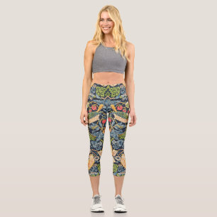 Leggings Capri William Morris Strawberry Thief Motif floral