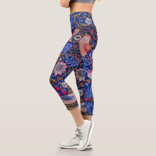 Leggings Capri William Morris Strawberry Thief Motif floral