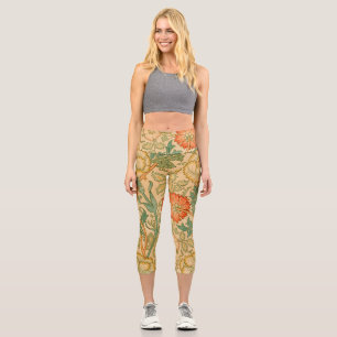 Leggings Capri William Morris's Pink et Rose célèbre motif
