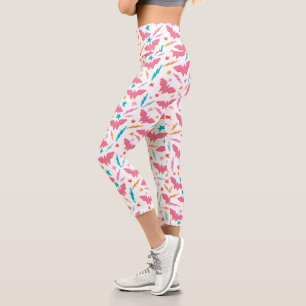 Leggings Capri Wonder Woman Logo Rose et Motif Éclair