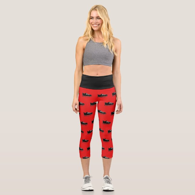 Leggings Capri Yoga Capri Black & Red w/Shoe Doodle (Recto)