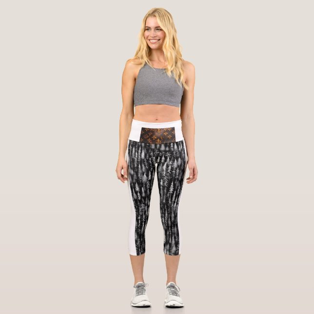 Leggings Capri "Yoga capris noir floral à haute taille" (Recto)