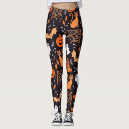Leggings Caractères d'halloween illustrés mignons sur bg no