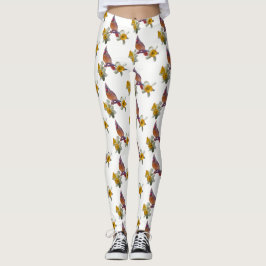 Leggings Cardinal Et Fleurs Élégants -