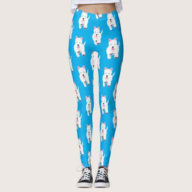 Leggings Caricature blanche de terrier de l'ouest (Devant)