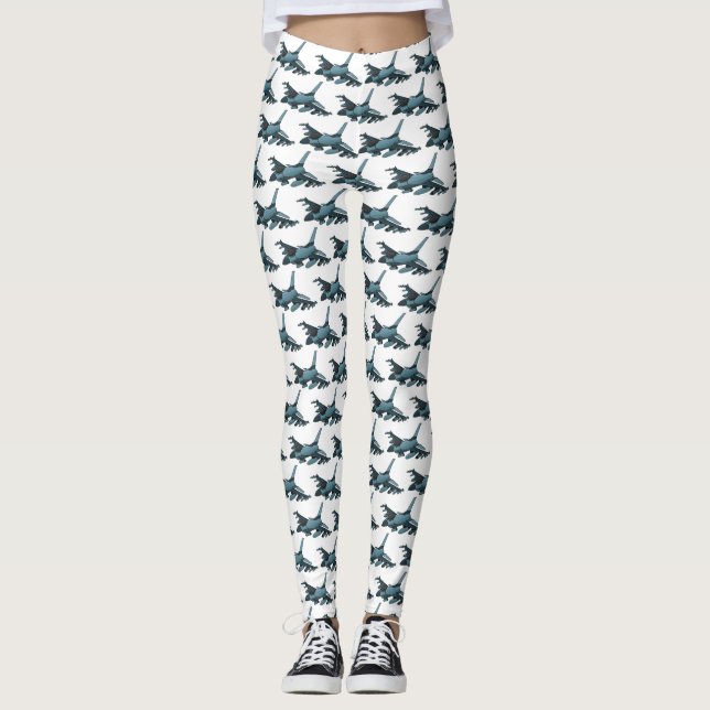Leggings Caricature d'avion de chasse militaire (Devant)