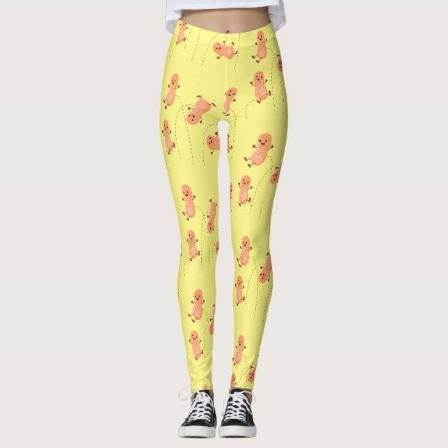 Leggings Caricature de cacahuètes joyeux sautillant (Devant)