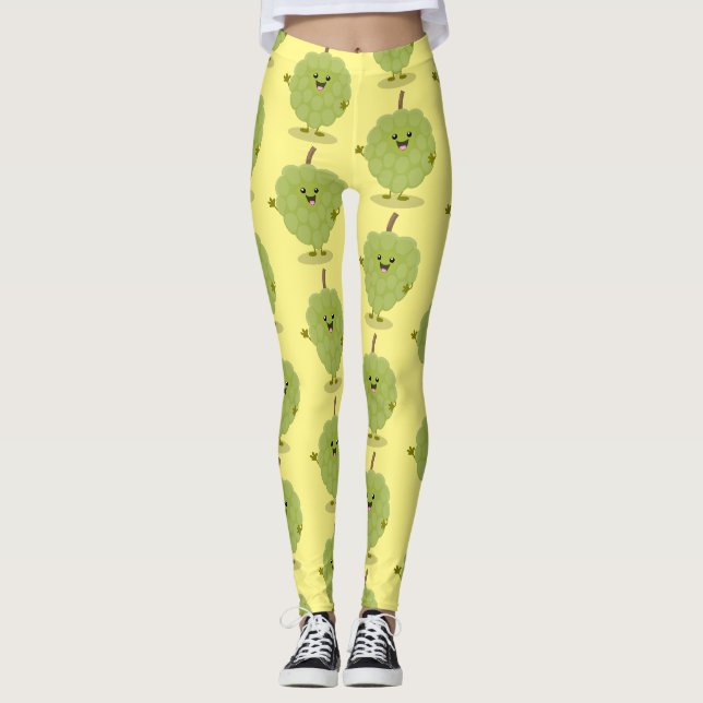 Leggings Caricature de chérimoya à la crème anglaise (Devant)