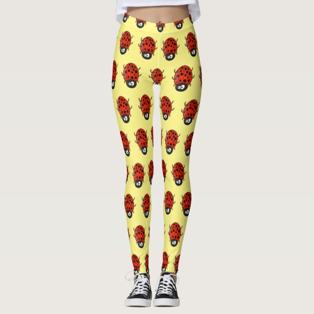 Leggings Caricature de coccinelle rouge joyeux (Devant)