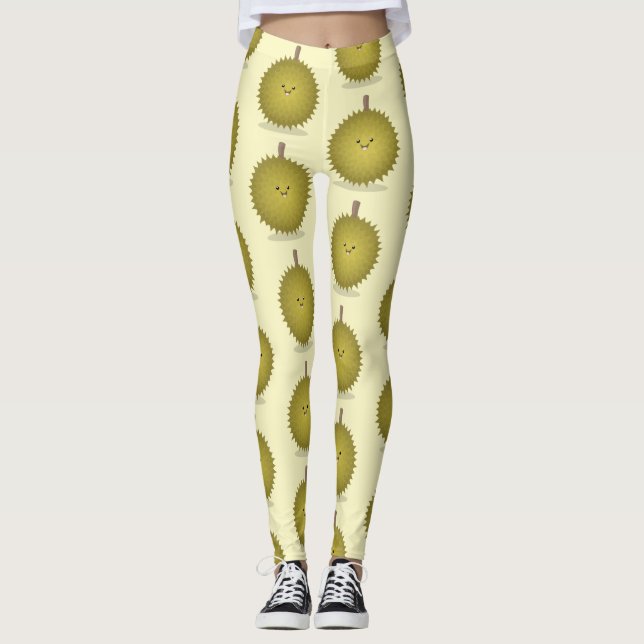 Leggings Caricature de durian joyeux (Devant)