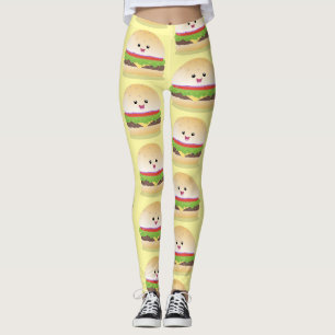 Leggings Caricature de hamburger kawaii joyeux