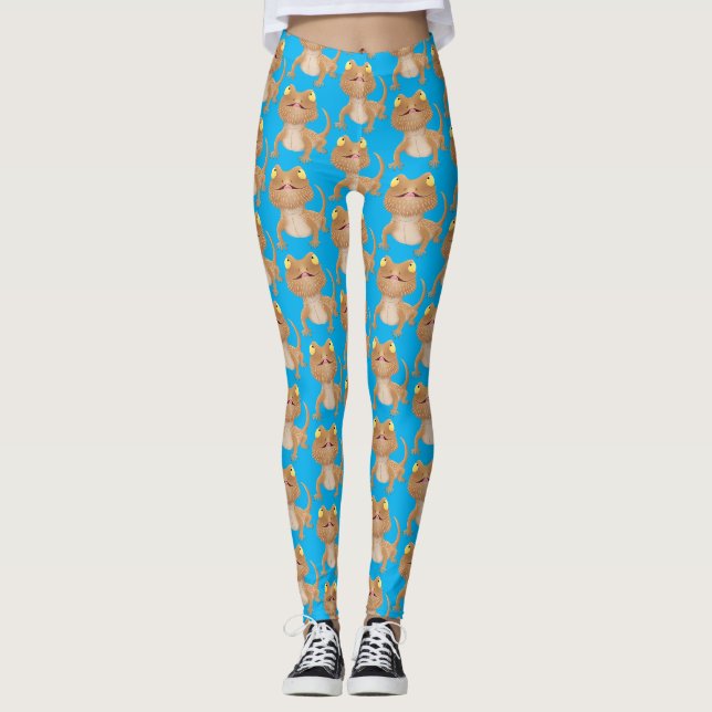 Leggings Caricature de lézard de dragon à barbe (Devant)