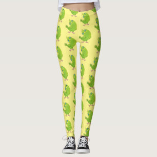 Leggings Caricature de perruche verte curieuse