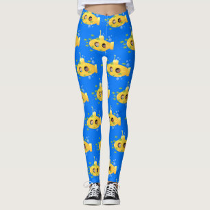Leggings Caricature de poisson sous-marin jaune mignon