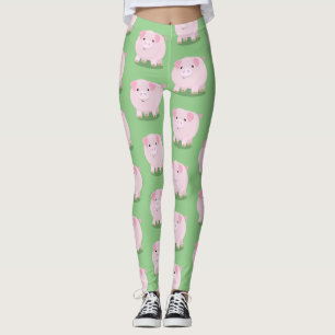Leggings Caricature de porc mignon rose pot vendue