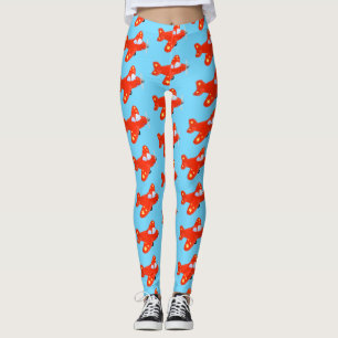 Leggings Caricature de vol d'avion rouge mignon