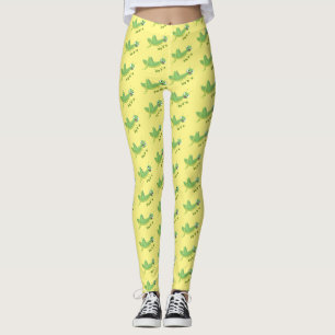 Leggings Caricature d'une pâtisserie joyeux verte