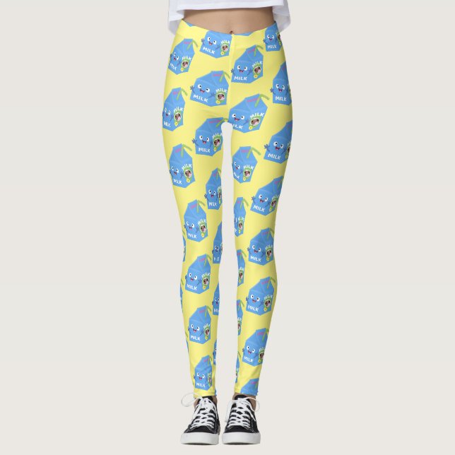 Leggings Caricature en carton de lait joyeux (Devant)