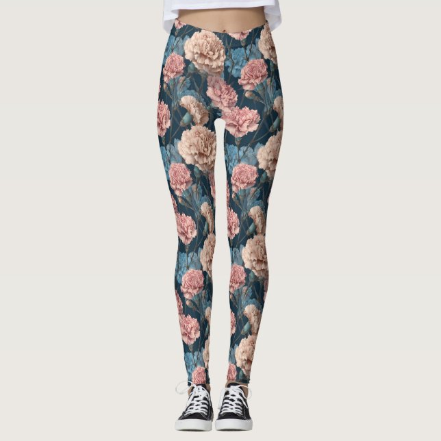 Leggings Carnation Flower Cardio Carnation Floral Moms Day  (Devant)