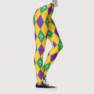 Leggings Carnaval de Mardi Gras Fleur de Lis Diamond Harleq