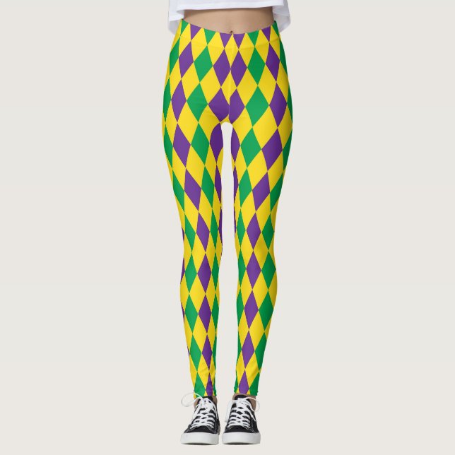 Leggings Carnaval Mardis Gras Harlequin Diamonds (Devant)
