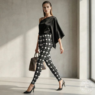 Leggings Carré noir et blanc Op Art Motif géométrique