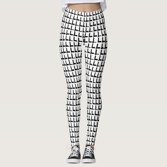 Leggings Carré noirs et blancs (Devant)