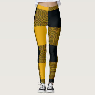 Leggings Carreaux à carreaux buffles jaune et noir