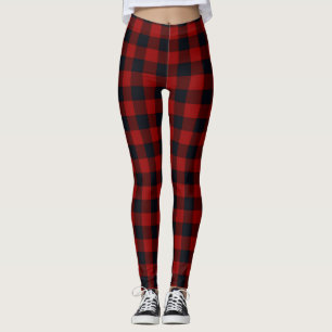 Leggings Carreaux de buffle rouge et noir