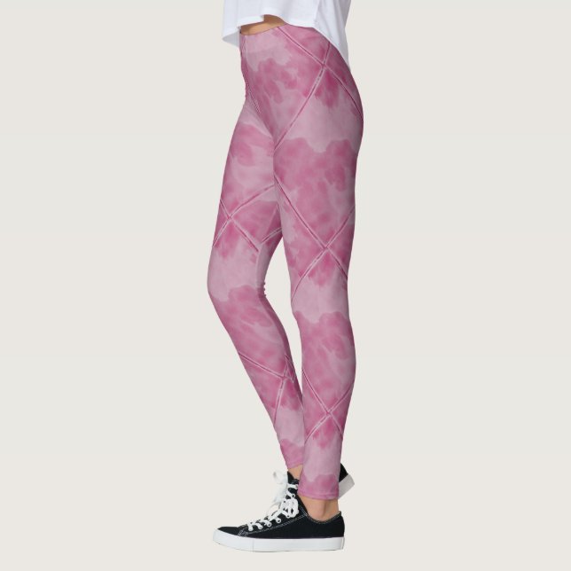 Leggings Carreaux de céramique Checkered roses simples (Gauche)