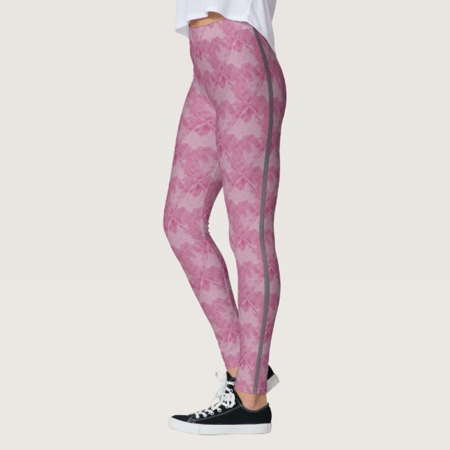 Leggings Carreaux de céramique Checkered roses simples avec (Gauche)