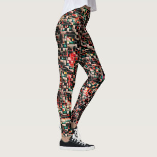 Leggings Carreaux foncés de style brut texturé, carrés en m