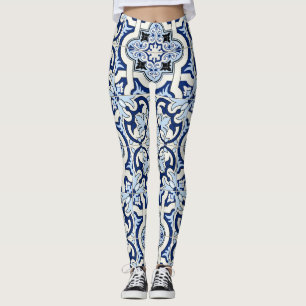 Leggings Carreaux marocains : Bleus Motifs magnifiques.