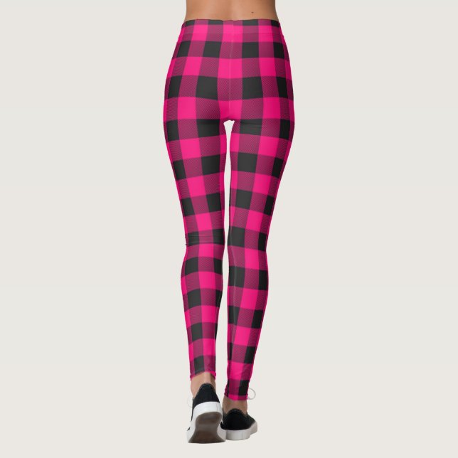Leggings Carreaux Tampon Rose (Dos)