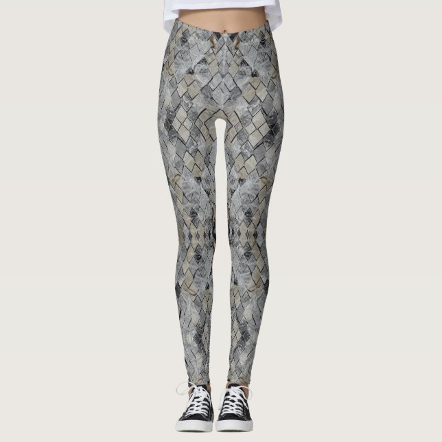 Leggings Carrelage beige en marbre diamant (Devant)