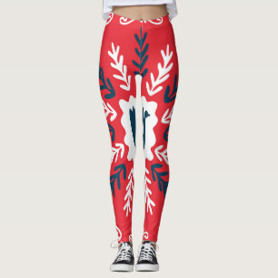 Leggings Carrelage de Noël Folk Doodle Art