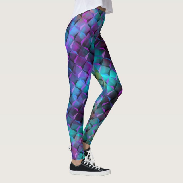 Leggings carrés 3D colorés bleu lilas à rose ou triangles (Droite)