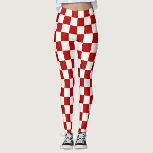 Leggings Carrés à carreaux rouges blancs géométrique rétro