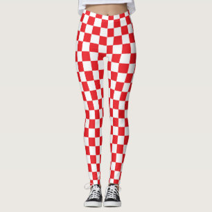 Leggings Carrés à carreaux rouges et blancs Motif carré