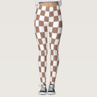 Carrés à damier marron moka blanc géométrique rétr