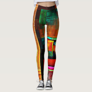 Leggings Carrés colorés Motif d'art Abstrait moderne #04