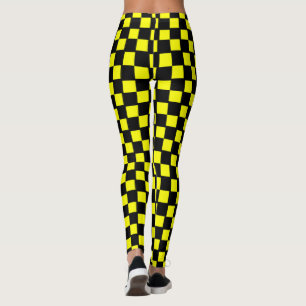 Leggings Carrés en damier jaune et noir