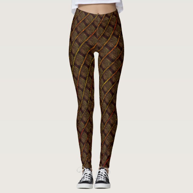 Leggings Carrés gaufrés et échecs inclinés occultes (Devant)