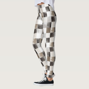 Leggings Carrés Noir Blanc Marron