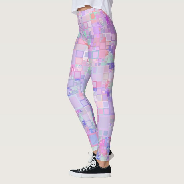 Leggings Carrés roses et violets (Gauche)