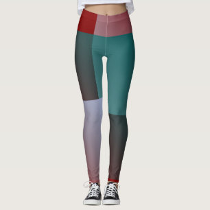 Leggings carrés turquoises gris bordeaux