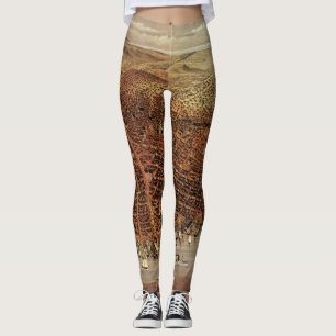 Leggings Carte aérienne antique de San Francisco, Californi