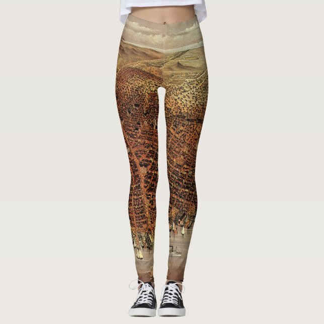 Leggings Carte aérienne antique de San Francisco, Californi (Devant)
