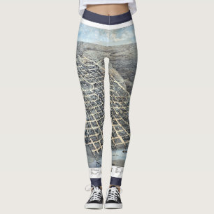 Leggings Carte antique aérienne de la ville d'Austin, Texas