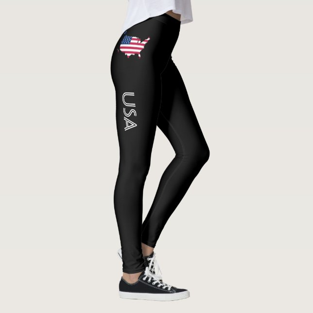 Leggings Carte de drapeau américain des Etats-Unis (Droite)